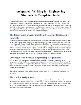 Assignment Writing for Engineering Students
