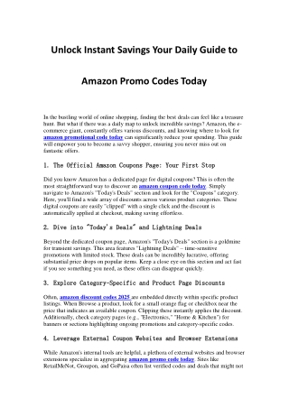Unlock Instant Savings Your Daily Guide to Amazon Promo Codes Today
