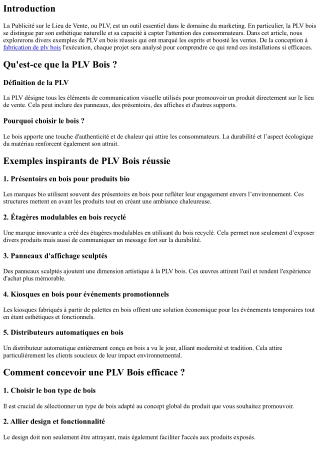 Exemples inspirants de PLV Bois réussie