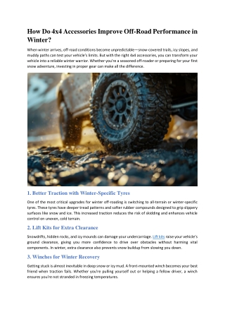 How Do 4x4 Accessories Improve Off Road Performance in Winter