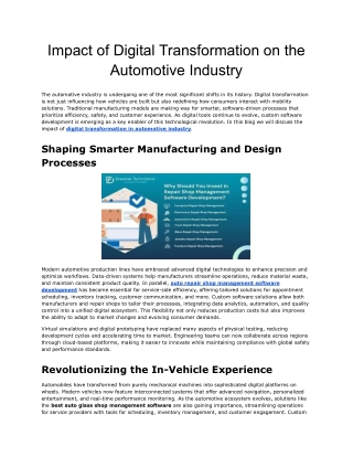 Impact of Digital Transformation on the Automotive Industry