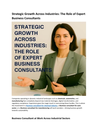 Strategic Growth Across Industries - The Role of Expert Business Consultants