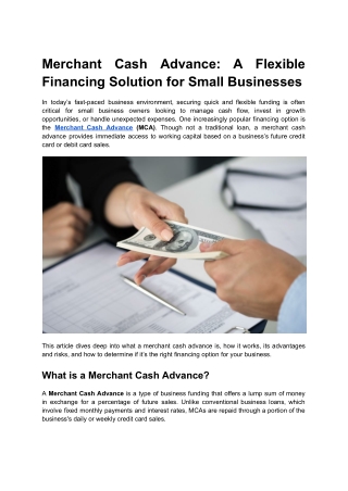 Merchant Cash Advance_ A Flexible Financing Solution for Small Businesses