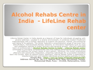 Alcohol Rehabs Centre in India  - LifeLine Rehab center