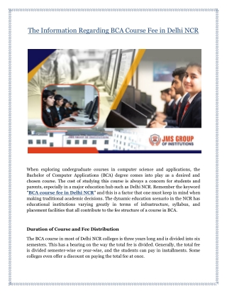 The Information Regarding BCA Course Fee in Delhi NCR