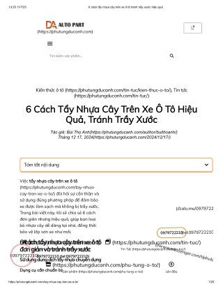 6 cách tẩy nhựa cây trên xe ô tô tránh trầy xước hiệu quả