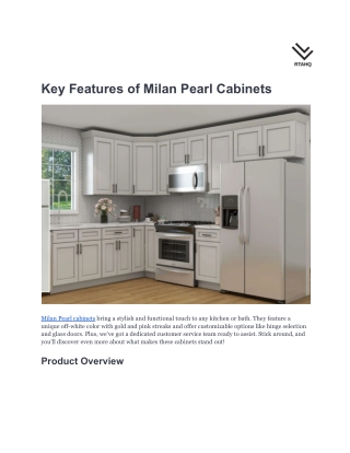 Key Features of Milan Pearl Cabinets