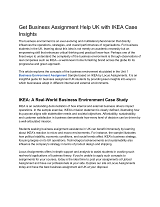 Get Business Assignment Help UK with IKEA Case Insights