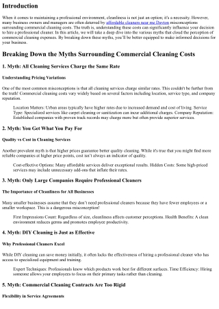 Breaking Down the Myths Surrounding Commercial Cleaning Costs