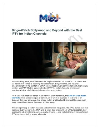 Binge-Watch Bollywood and Beyond with the Best IPTV for Indian Channels
