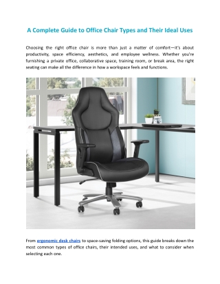 A Complete Guide to Office Chair Types and Their Ideal Uses