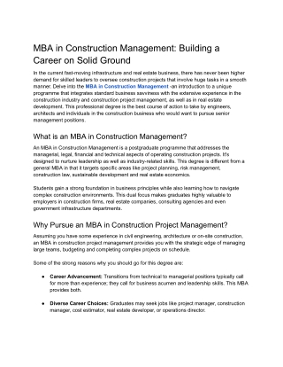 Advance Your Career: MBA in Construction Management at NICMAR Hyderabad