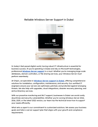 Reliable Windows Server Support in Dubai