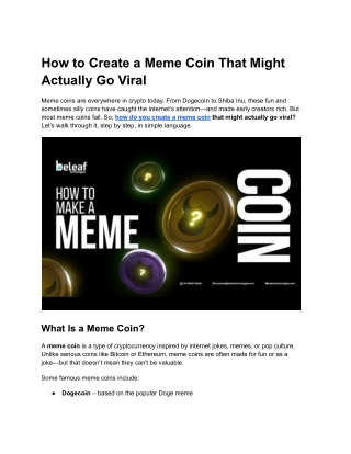how to create a meme coin that might actually