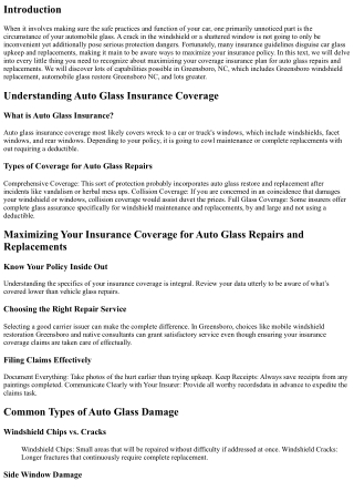 Maximizing Your Insurance Coverage for Auto Glass Repairs and Replacements