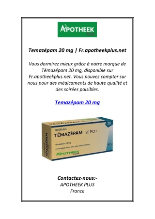 Temazépam 20 mg | Fr.apotheekplus.net
