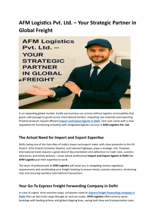 AFM Logistics Pvt. Ltd. – Your Strategic Partner in Global Freight
