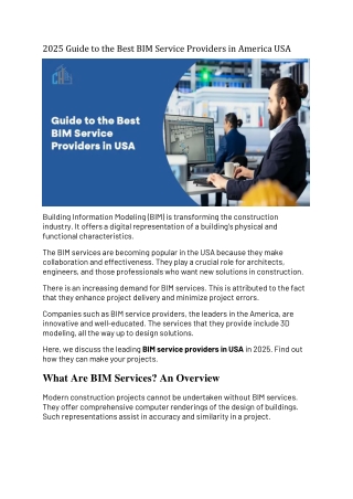 2025 Guide to the Best BIM Service Providers in America USA
