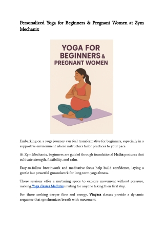 Personalized Yoga for Beginners & Pregnant Women at Zym Mechanix