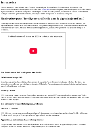 Quelle place pour l'intelligence artificielle dans le digital aujourd'hui ?