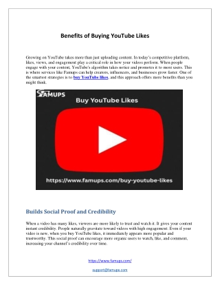 Benefits of Buying YouTube Likes