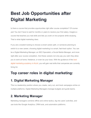 Best Job Opportunities after Digital Marketing