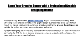 Boost Your Creative Career with a Professional Graphic Designing Course