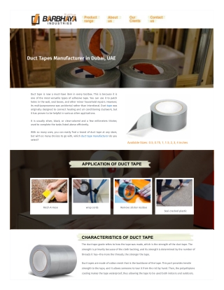 Premium Quality Duct Tapes for Every Task  - Barbhaya Industries