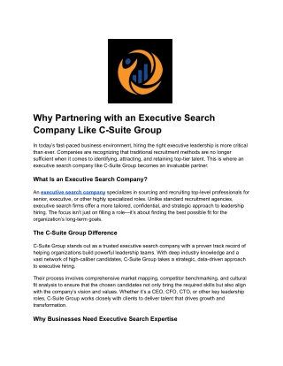 why partnering with an executive search company