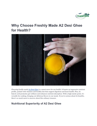 Why Choose Freshly Made A2 Desi Ghee for Health_