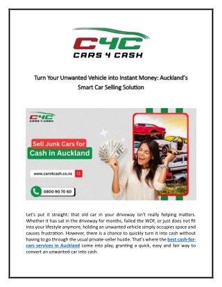Turn Your Unwanted Vehicle into Instant Money