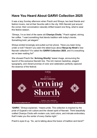 Have You Heard About GARVI Collection 2025