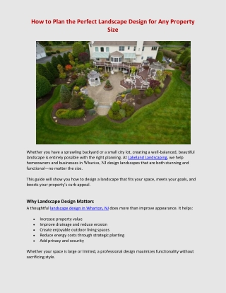 How to Plan the Perfect Landscape Design for Any Property Size