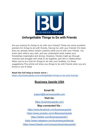 Unforgettable Things to Do with Friends