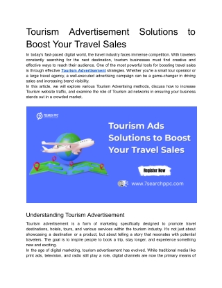Tourism Advertisement Solutions to Boost Your Travel Sales