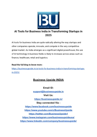 AI Tools for Business India in Transforming Startups in 2025