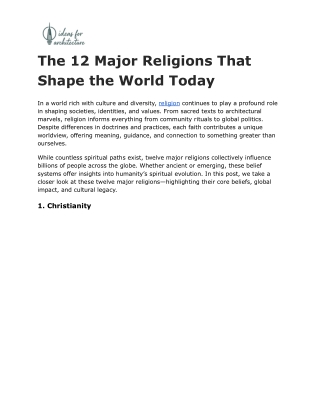 The 12 Major Religions That Shape the World Today
