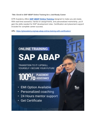 Enroll in SAP ABAP Online Training for a Job-Ready Career