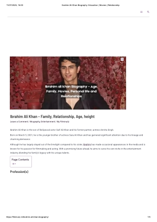 Ibrahim Ali Khan Biography_ Education _ Movies _ Relationship