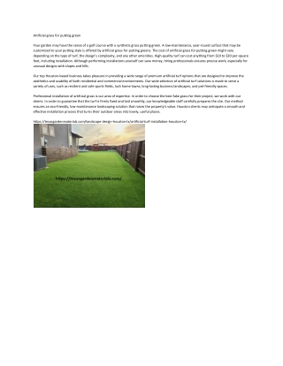 Artificial grass for putting green