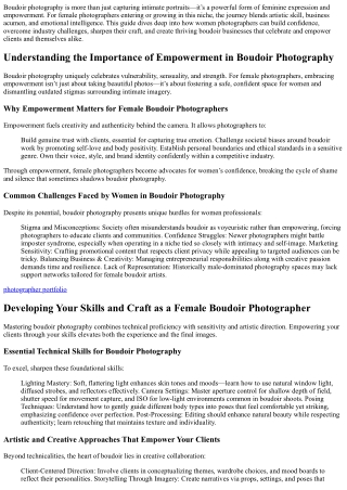 Empowering Female Boudoir Photographers: A Complete Guide to Success and Confide