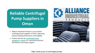 Centrifugal Pump Suppliers in Oman – Alliance Industrial Products Pump