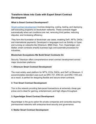 Transform Ideas into Code with Expert Smart Contract Development