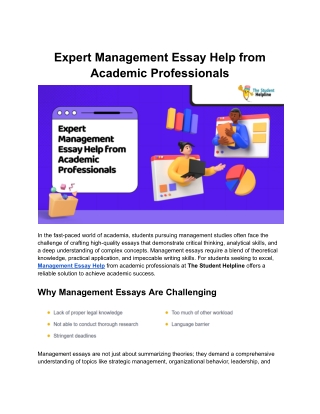Expert Management Essay Help from Academic Professionals
