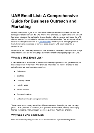 UAE Email List: A Comprehensive Guide for Business Outreach and Marketing