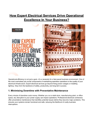 How Expert Electrical Services Drive Operational Excellence In Your Business?