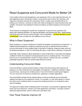 React Suspense and Concurrent Mode for Better UX