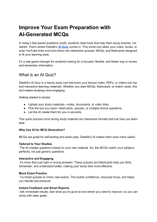 Improve Your Exam Preparation with AI-Generated MCQs