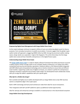 Zengo Wallet Clone Script To Build a Keyless, Non-Custodial Crypto Wallet