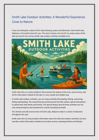 Smith Lake Outdoor Activities-A Wonderful Experience Close to Nature
